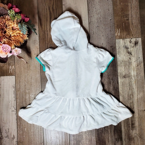 Cat & Jack Toddler Girl Terry Cloth Hooded Swim Cover-up Short Sleeve Size 2T - Picture 8 of 14
